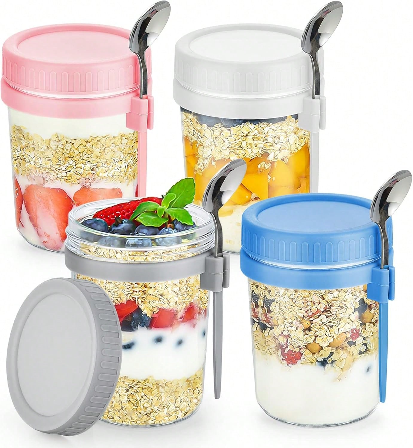 Meal Prep Overnight Oats - 4'lü Paket Gece Yavru Buğdayı Saklama