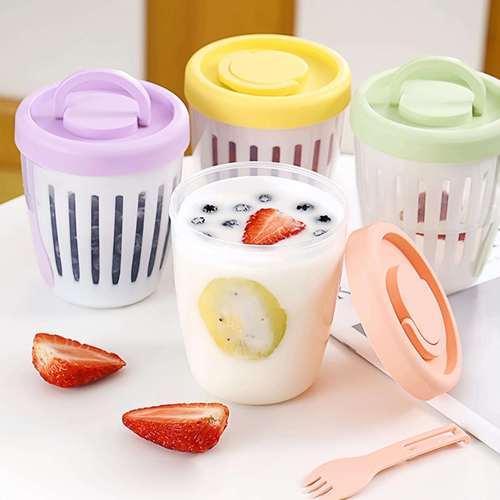 Meal Prep Overnight Oats - Kapaklı Yoğurt Kapları, Hava Geçirmez Süzgeçli