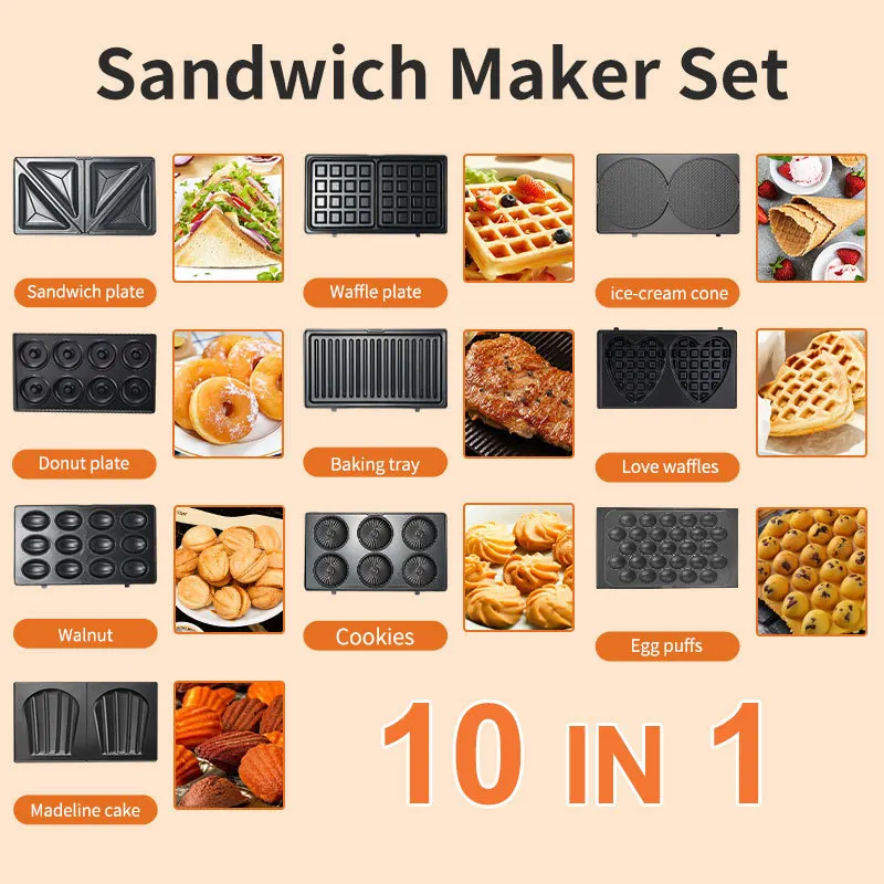 Breakfast Sandwich Press - 220/110V Ev Aletleri 10'u 1 Arada