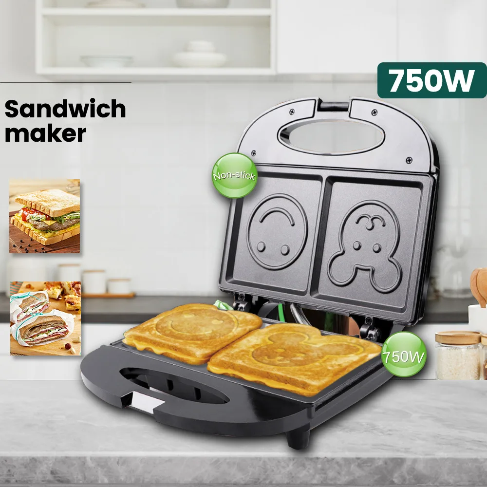 Breakfast Sandwich Press - 110V-220V Ev Aletleri Smiley Sandviç Makinesi