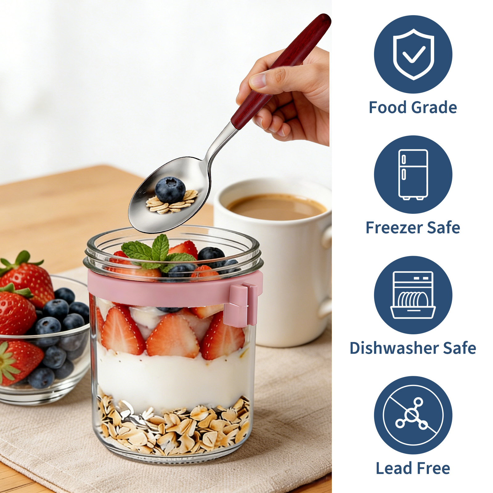 16oz Kapaklı ve Kaşıklı Geceli - Meal Prep Overnight Oats incelemesi ve fiyatı